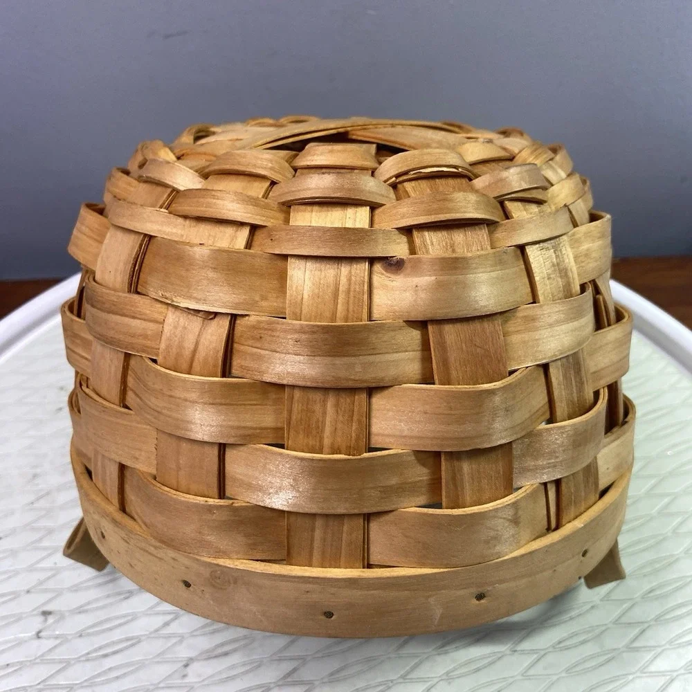 Vintage Longaberger‎ 1997 Round Darning Basket Double Wood Handles. 8x8x5
